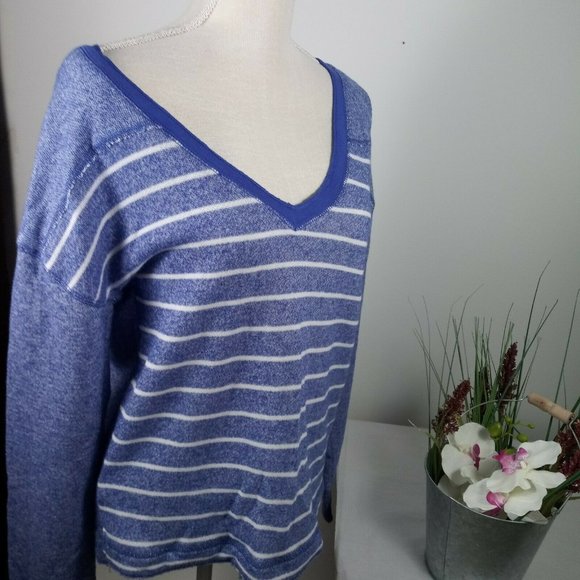 🔥4/$20 Aeropostale Striped Sweater Large Purple - Picture 3 of 15